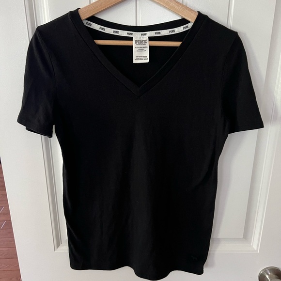 Victoria Secret Pink Black V Neck Tee - Picture 5 of 6